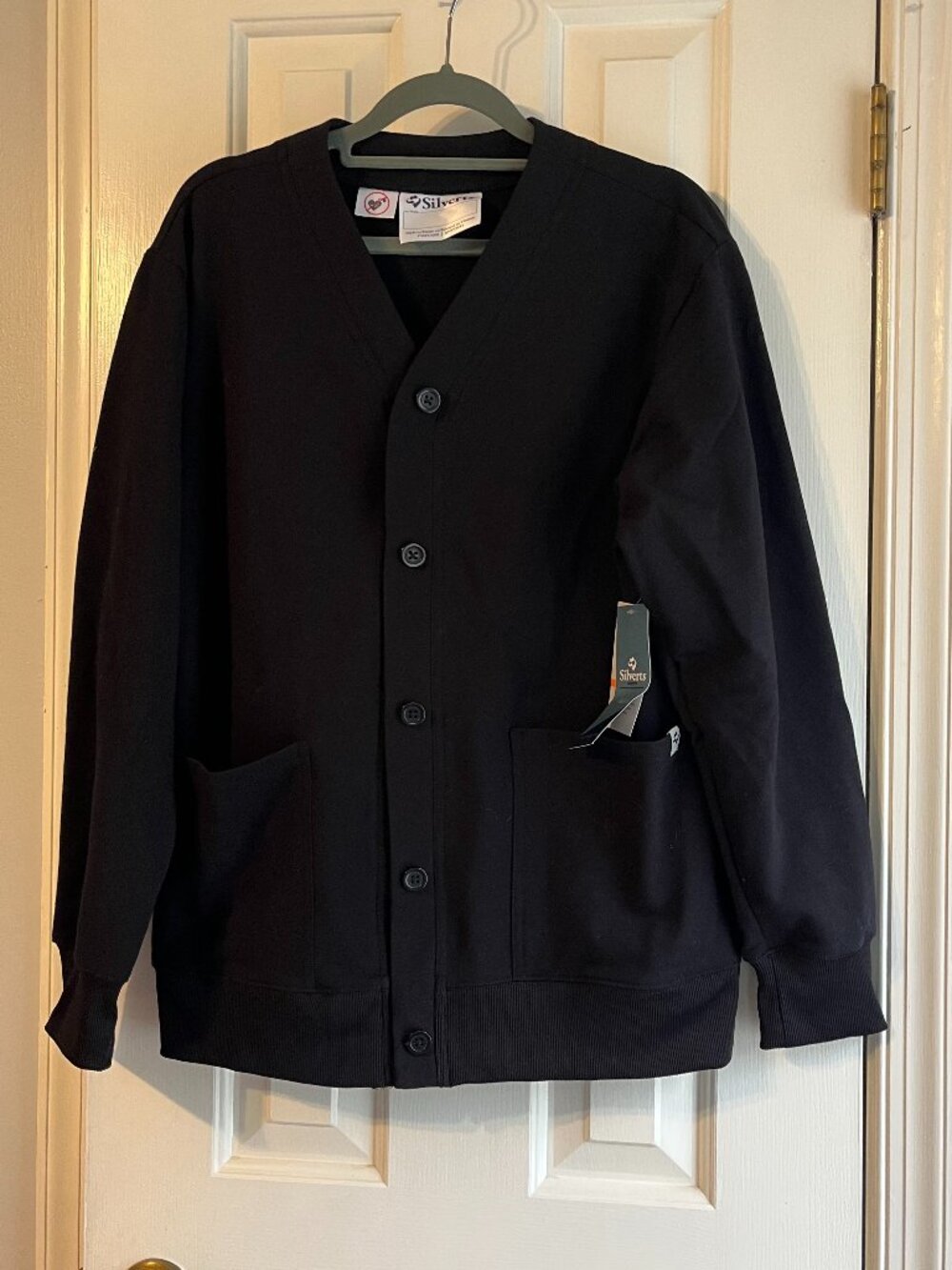 Silvert's Women's Magnetic Fleece Cardigan - black, size M, new with tags